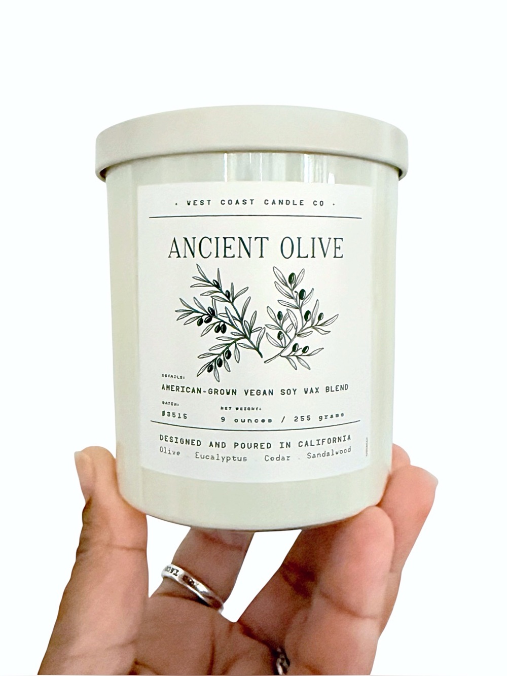 Leoben Company Ancient Olive Scented Candle - Cream White Jar